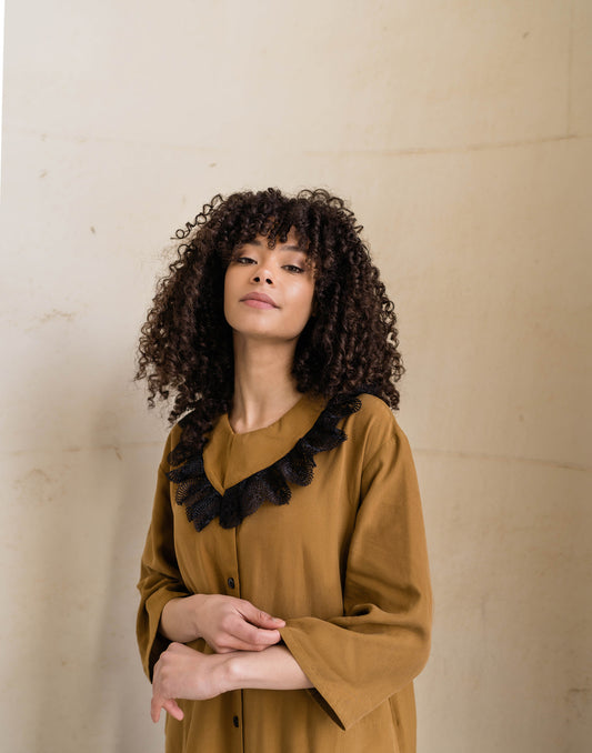 CLAY KAFTAN DRESS BROWN